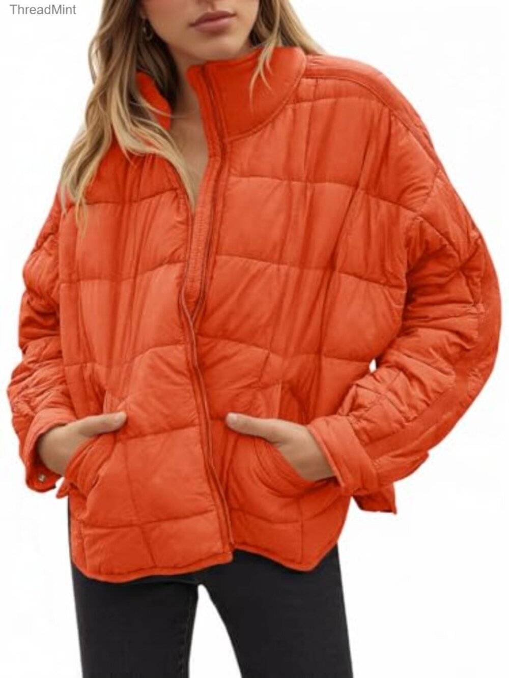 Women's Packable Puffer Jacket Quilted Long Sleeve Zip Winter Coat Lightweight